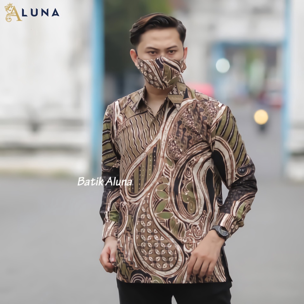 KEMEJA BATIK PRIA LENGAN PANJANG PREMIUM REGULAR MODERN BATIK ALUNA PCW 081