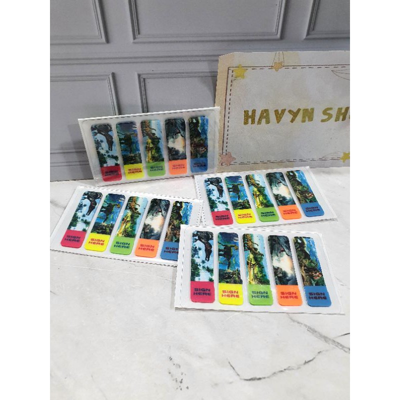 pembatas buku plastik/post it plastik/bookmark/sticky note PLASTIC-Dinosaurus