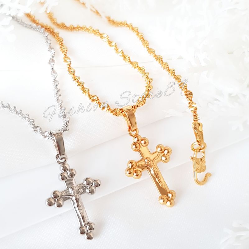 Kalung fashion salib Jesus xuping lapis emas 18k impor yaxiya