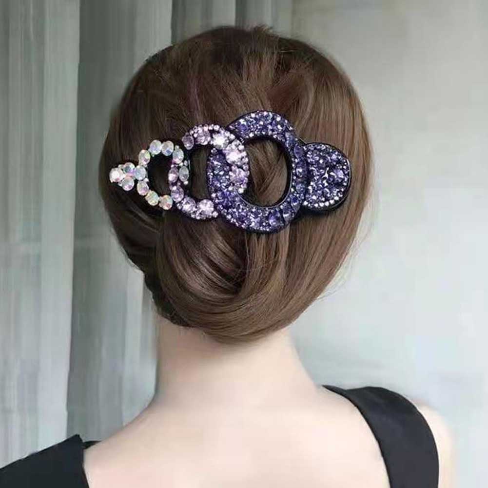 Aksesoris Jepit Rambut Ponytail Bentuk Geometris Aksen Kristal Berlian Imitasi Untuk Wanita