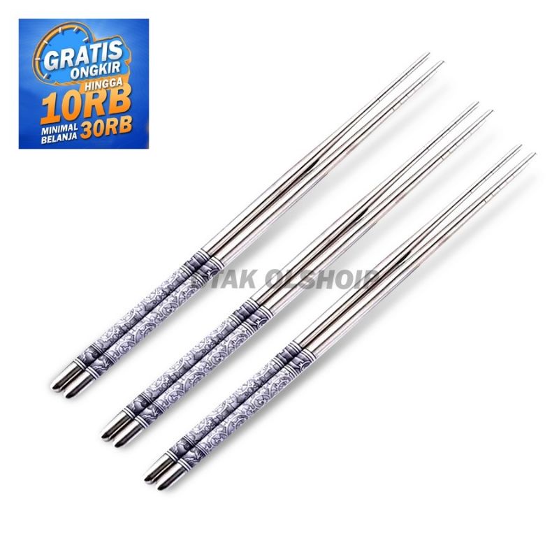 sumpit stainless isi 5 pasang / sumpit stainless steel High Quality