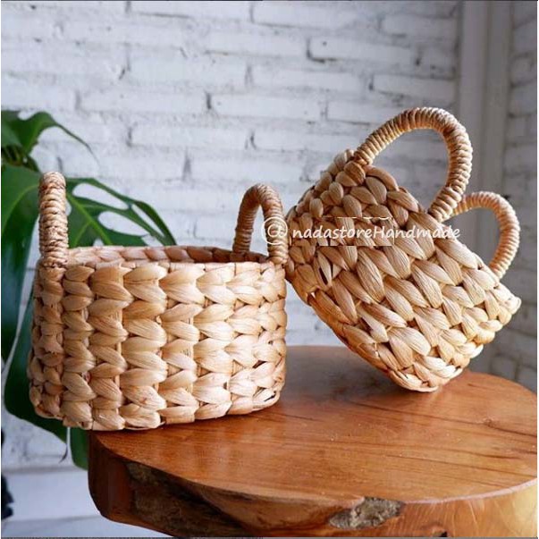 COD POT BUNGA ARTIFICIAL POT MINI ENCENG GONDOK NATURAL KERANJANG POT NATURAL COKLAT 20 CM X 20 CM