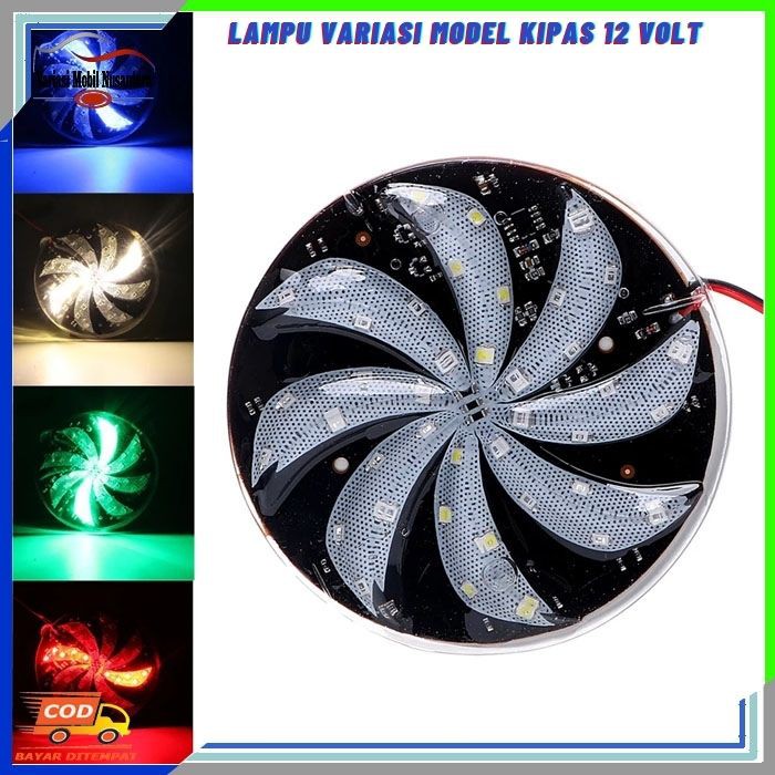 Lampu Led Variasi Bulat Kabin Depan Model Kincir Angin Variasi Mobil Universal 12 Volt