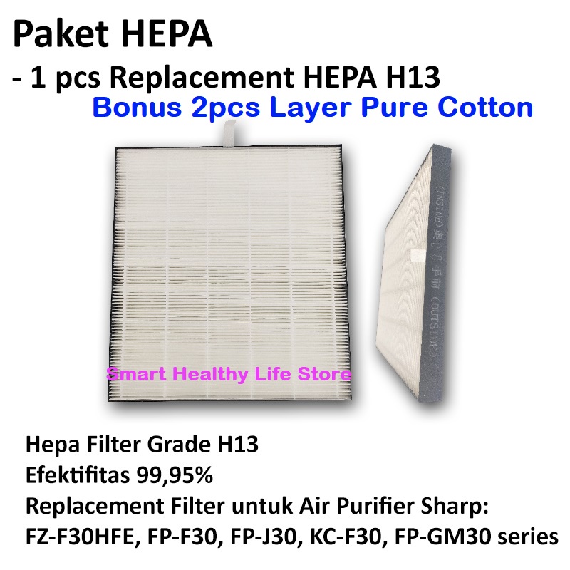 Hepa Filter Air Purifier SHARP FP-F30Y/FP-F30 / KC-F30/ FP-J30 / FZ-Y28FE / FP-GM30 Bonus Layer Pure Cotton