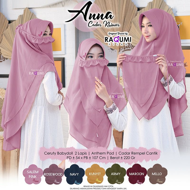 [Best seller] Hijab Simple Anna Cadar Khimar original Brand Raqumi Hijab