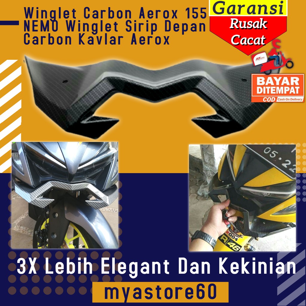 Winglet Carbon Cover Tutup Aerox 155 NEMO Winglet Sirip Depan Carbon Kavlar Yamaha Aerox