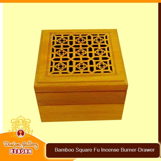 Bamboo Square Fu incense Burner-Drawer