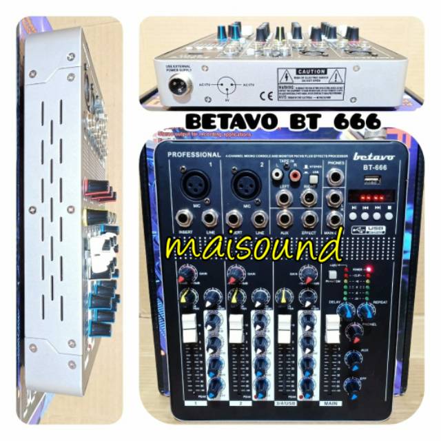 MIXER AUDIO BETAVO BT 666 MIXER KARAOKE BETAVO BT666 4 CHANNEL