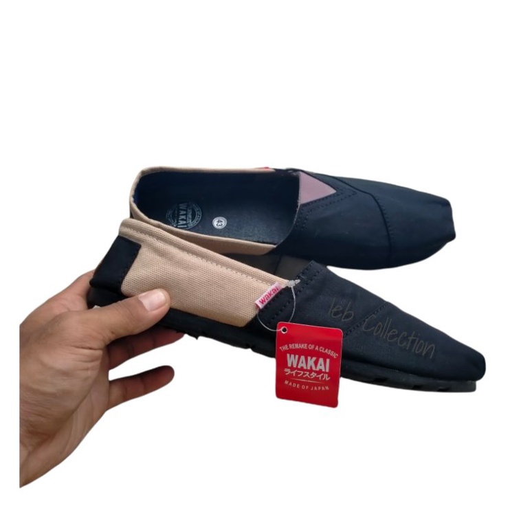 sepatu Wakai hitam moca sepatu slip on pria dan wanita size 36-43