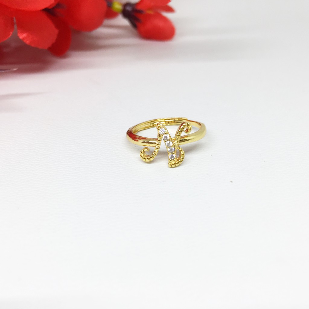 Cincin Inisial Nama Huruf M-Z Xuping Lapis Emas - BR525