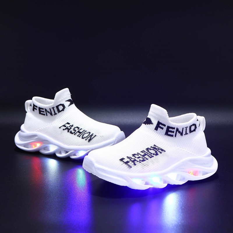 Sepatu anak LED Import slip on motif FENIO terbaru