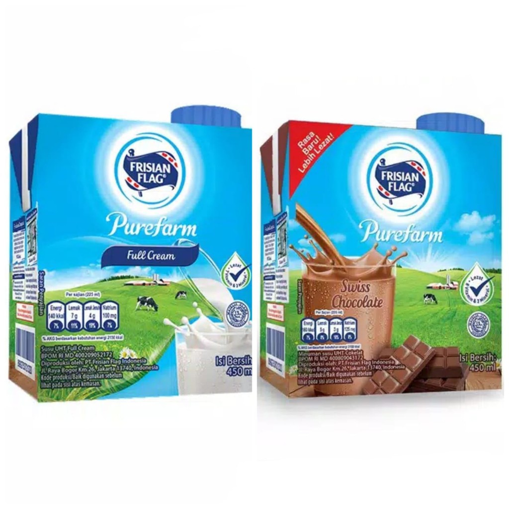 

Frisian Flag Purefarm Susu UHT Putih dan Coklat Cokelat 450 mL