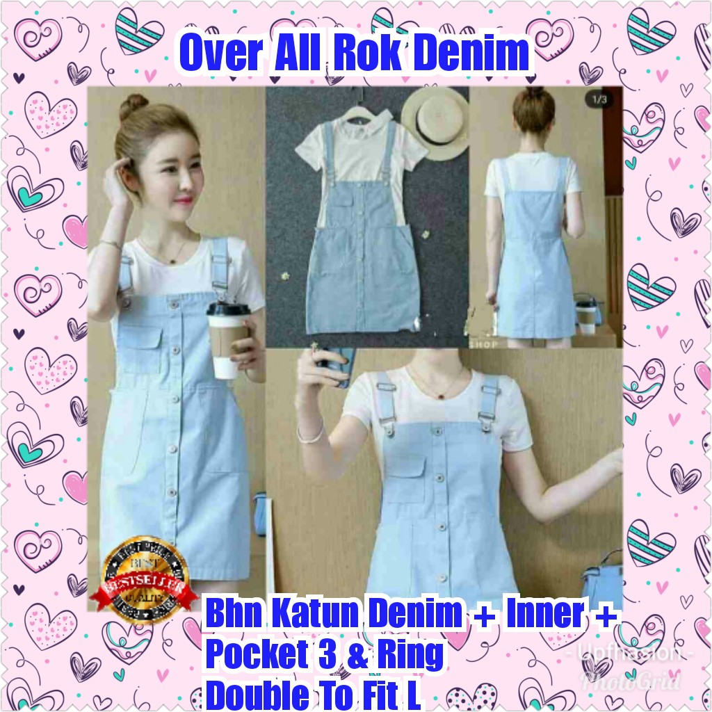 TERMURAH OVER ALL ROK DENIM / JAMSUIT/ PAKAIAN WANITA/ TERBARU/ TERPOPULER/TERLARIS/TERMURAH