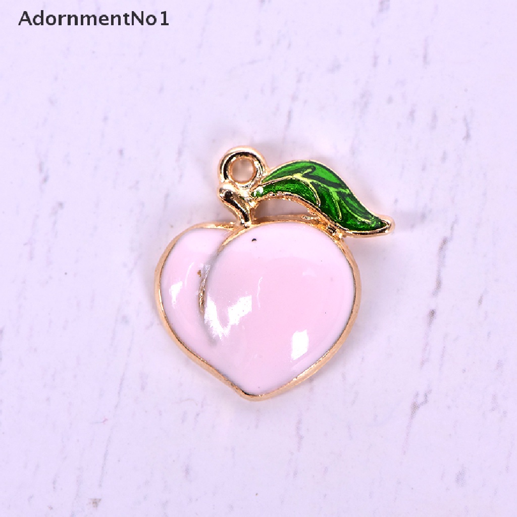 (AdornmentNo1) 10pcs / Set Liontin Enamel Bentuk Buah Peach Bahan Alloy Untuk Kerajinan Tangan DIY