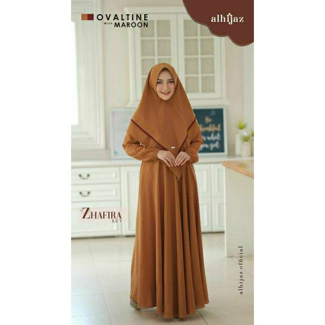 Zhafira Dress Set by Alhijaz Khusus yang Sudah DP Warna Ovaltine