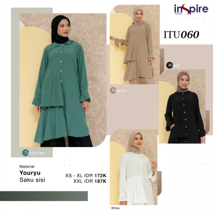TUNIK INSPIRE ITU 060 TERBARU 2022/ LONG TUNIK PUTIH INSPIRE ITU 060/ TUNIK PANJANG HITAM ITU060 INS