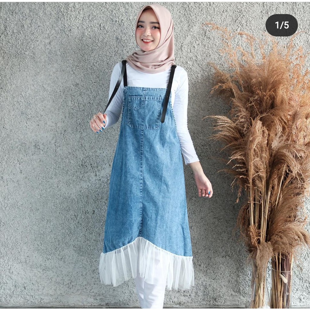 ZENY OVERALL JEANS KOMBINASI WOLFIS | OVERALL JEAN WANITA | OVERALL JEANS SELEBGRAM HITS