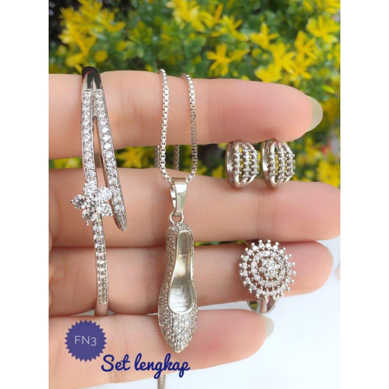 [XUPING] PAKET PERHIASAN XUPING WANITA SILVER FULL EMAS PUTIH 031020