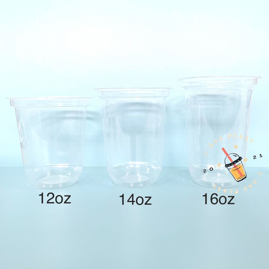 GELAS OVAL PLASTIK 12OZ 14OZ 16OZ 8GR CUP OVAL 50PCS