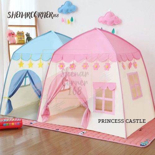 SHENAR TENDA ANAK CASTLE TENDA MAINAN ANAK  TENDA PORTABLE MOTIF PRINCESS / TENDA INDOOR MAIN ANAK / TENDA MODEL RUMAH RUMAHAN DENGAN JENDELA DAN PINTU, SHENARCORNER168