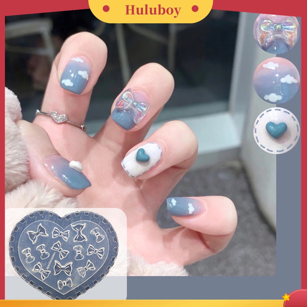 Huluboy Huluboy♡ Cetakan Nail Art 3D Bahan Silikon Transparan Motif Beruang Butterfly Untuk Salon