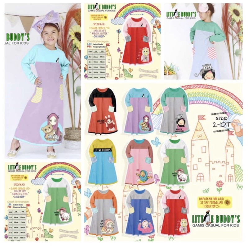 Gamis casual little buddy’s gamis casual anak usia 1-9 tahun gamis littlebuddies gamis little buddys