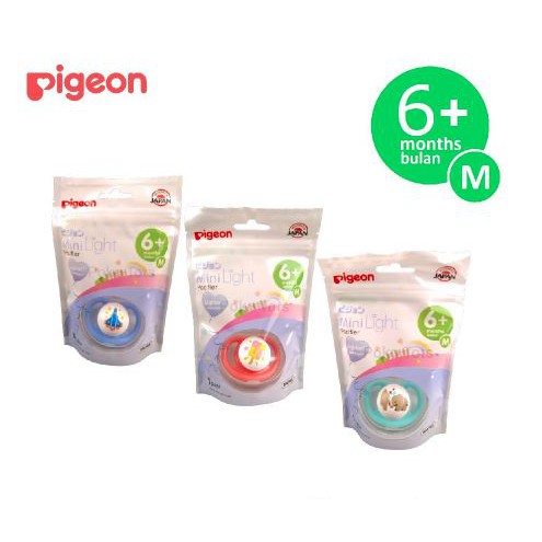 Pigeon Mini Light Pacifier S M L 0+ 6+ 12+ Month Empeng Silicone Step 1 2 3 0m 6m 12m Minilight