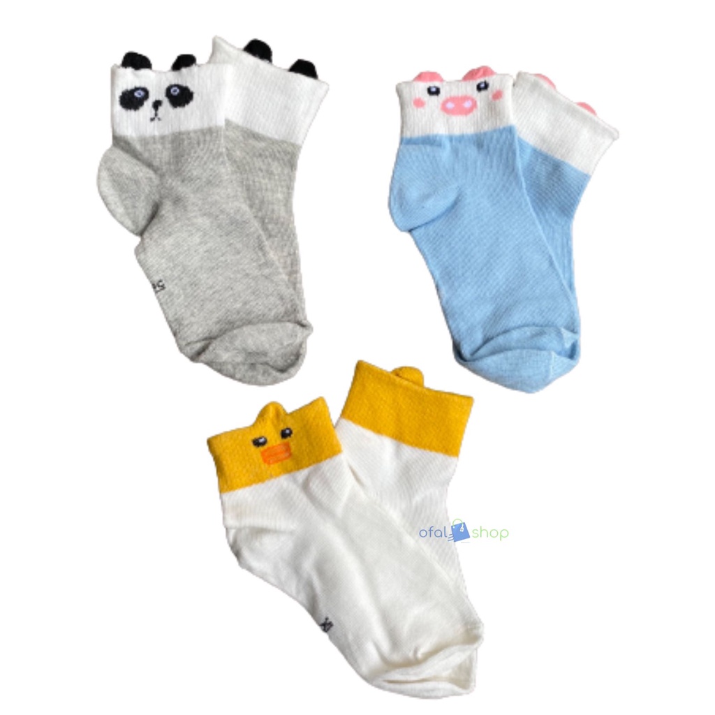 3 pasang kaos kaki anak bayi || kaos kaki anak bayi motif lucu CUTE ANIMAL 3D