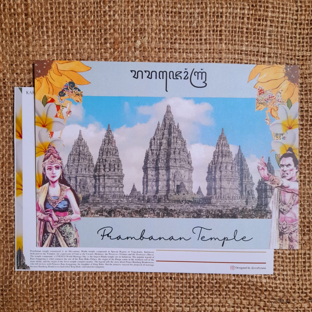 

Kartu Pos / Postcard / Postcrossing Indonesia - Kolase Ilustrasi Candi Prambanan