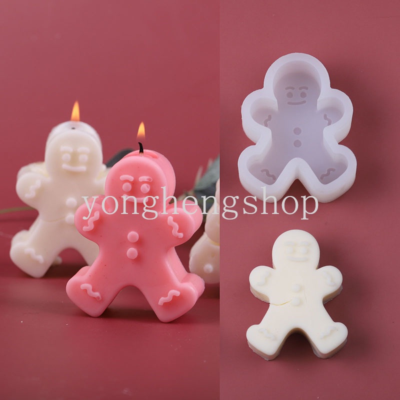 Cetakan Kue / Coklat / Lilin Aromaterapi Bentuk Gingerbread Man Bahan Silikon