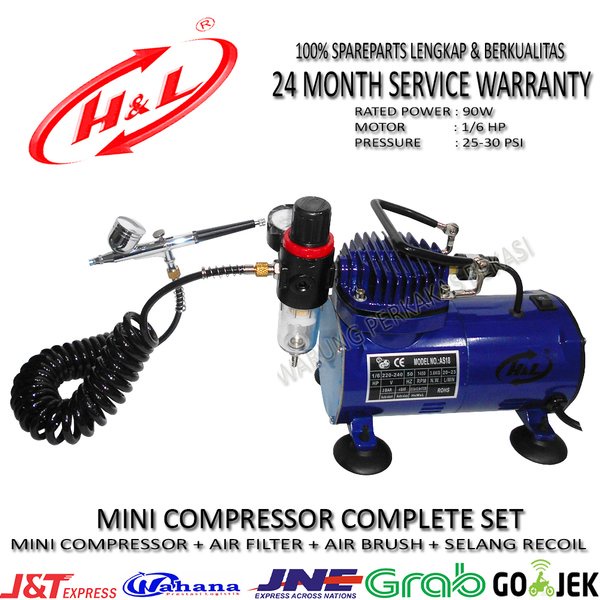 HL Mesin Cat Mini compressor  pain brush  Air Filter  Selang Recoil set Kompresor angin
