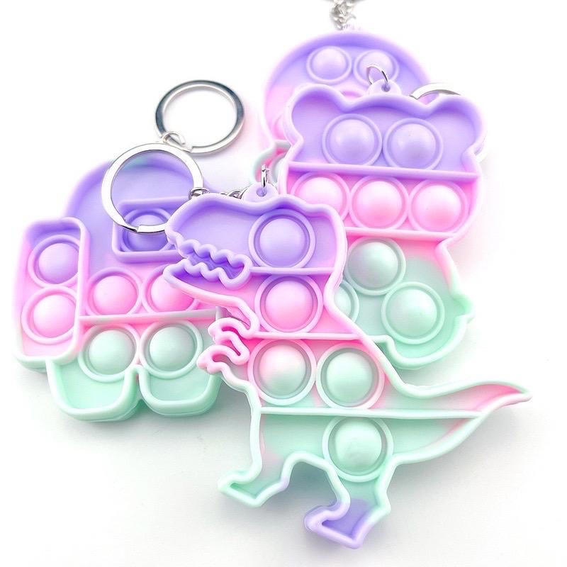 Gantungan Kunci Pop It & Gelang Pop It Pastel Rainbow | Pop It Gurita | Princess Key Chain (Snow White Cinderella Aurora Belle) | Pop It Warna Lilac Pink Tosca Fidget Key Chain Macaron-1