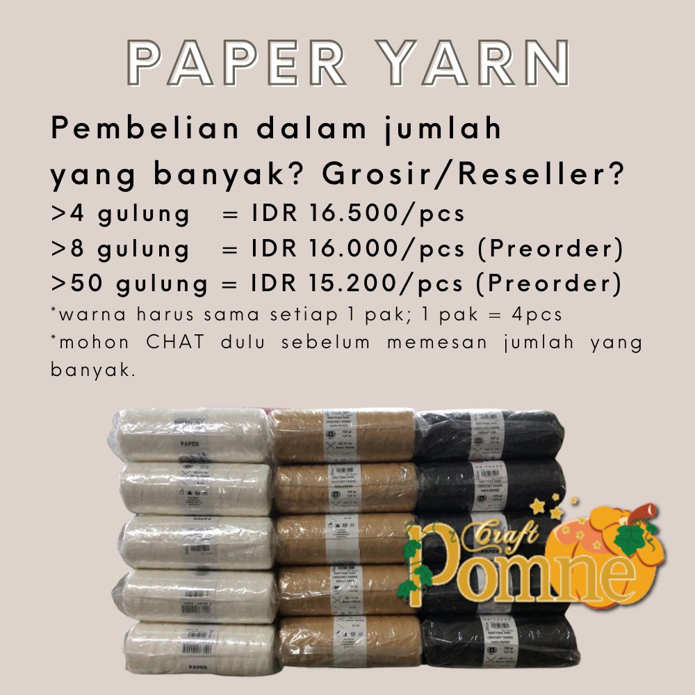 BENANG RAJUT ONITSUGA PAPER YARN / BENANG KERTAS