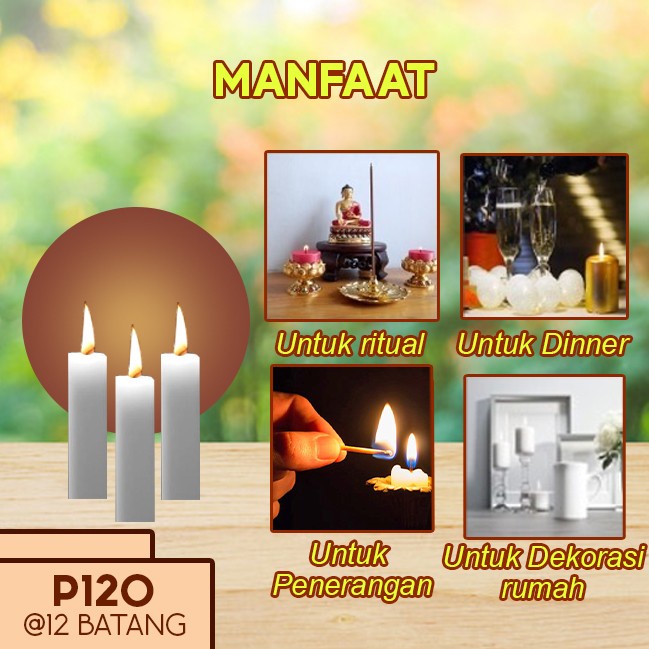 Lilin Batang Sembahyang Sukhavati P120 Putih