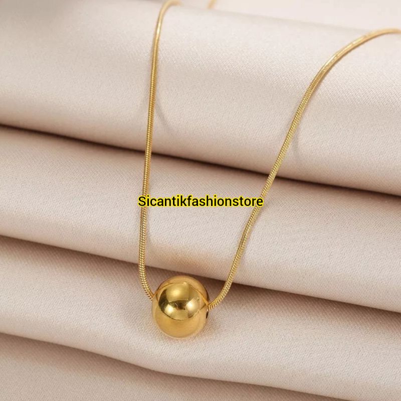 Kalung Titanium Gold Liontin Boba Viral Terbaru Terlaris Anti Karat Selamanya Fashion Wanita Kalung Wanita Korea Liontin Bulat K5 Gold Terlaris