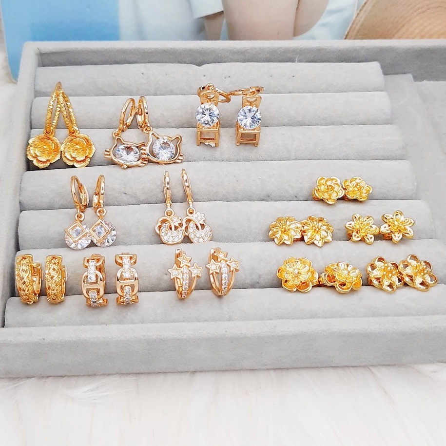 Anting Bunga Tusuk Warna Gold Xuping Lapis Emas - BE237