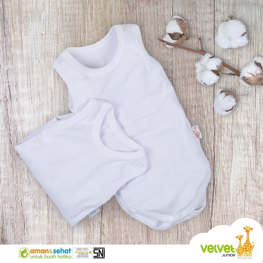 Velvet Junior Singlet Jumper Putih Polos | Singlet Kodok Jumper Baby Bayi - Newborn S M L