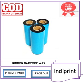 Ribbon Barcode Wax / Wax Ribbon Barcode 110 MM x 210 M Face Out