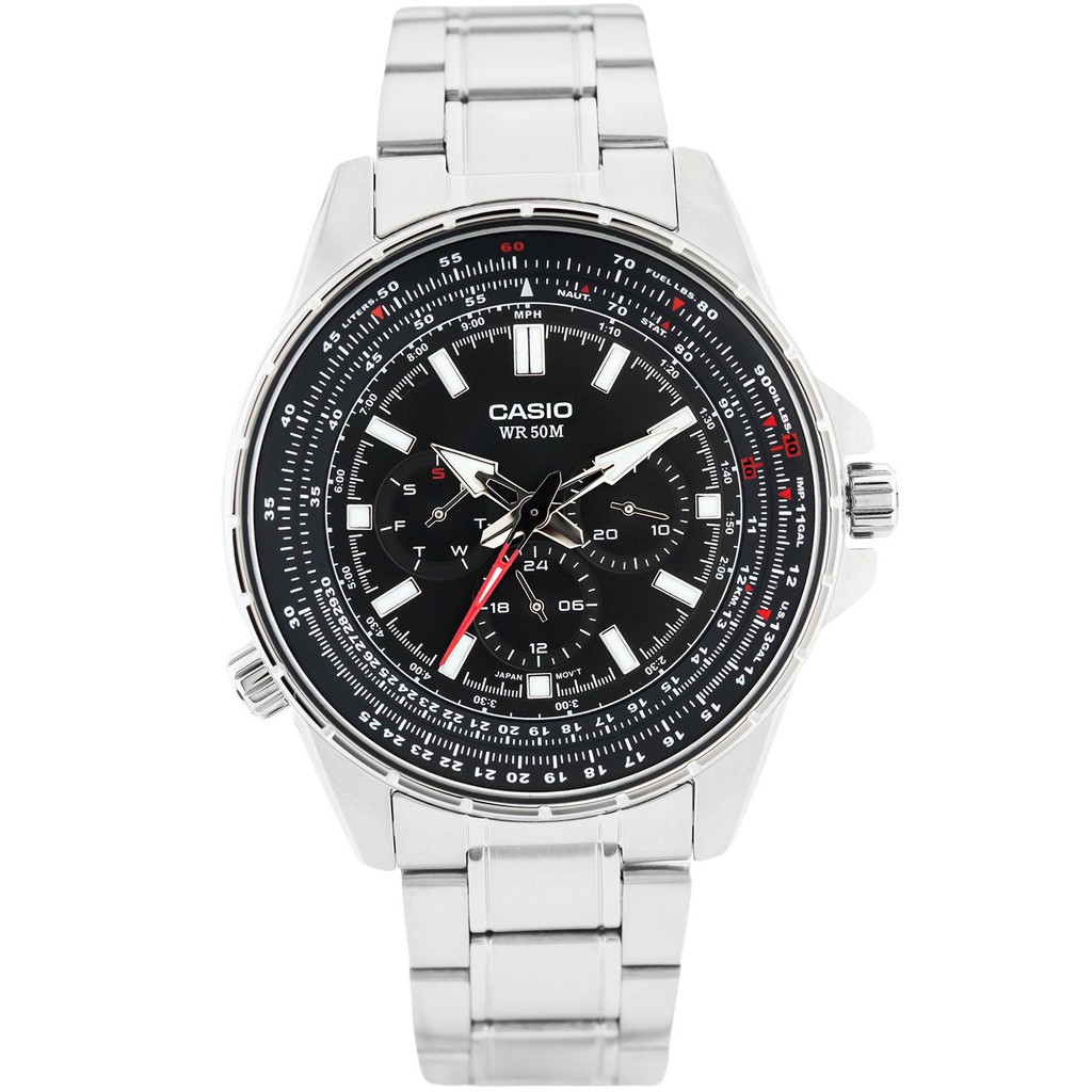 Casio Original Pria MTP-SW320D-1A Analog Stainless Steel