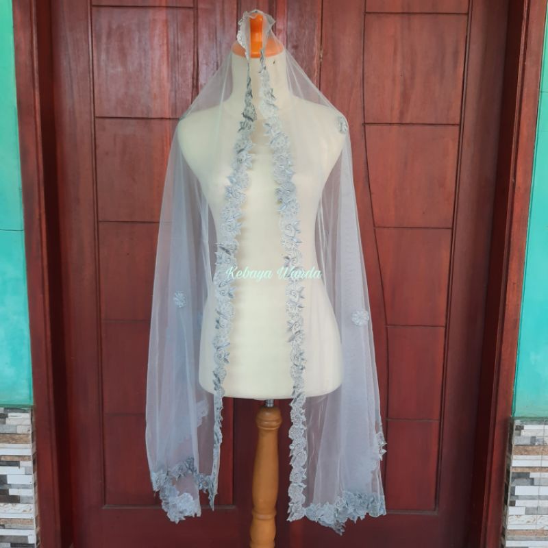 Ready Selendang Akad Nikah / Veil Pengantin Bordir / Kerudung Akad / Selendang Slayer / Wedding Veil