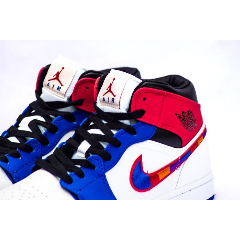 air jordan 1 mid rush blue university red