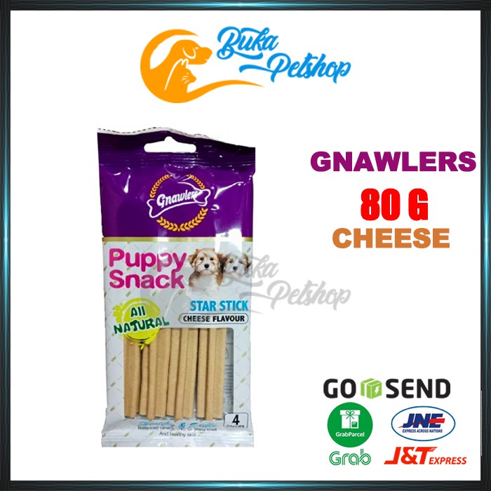 Snack Anjing GNAWLERS Puppy Snack Cheese Star Stik 80g