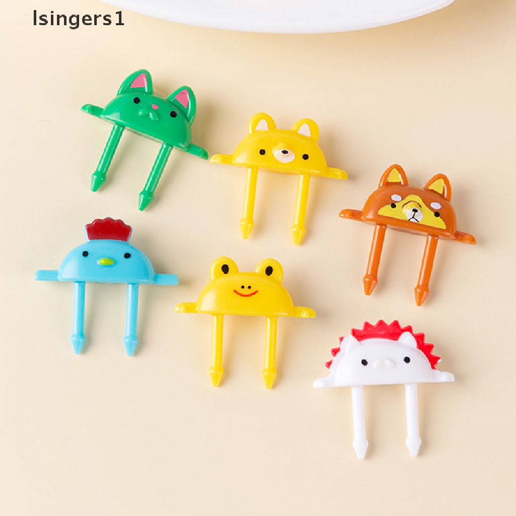 (lsingers1) 6pcs Garpu Buah / Dessert / Bento Desain Kartun Hewan Lucu