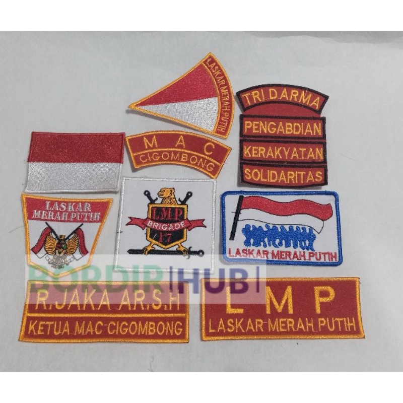badge bordir atribut LMP laskar merah putih full set (custom nama dan wilayah) good quality