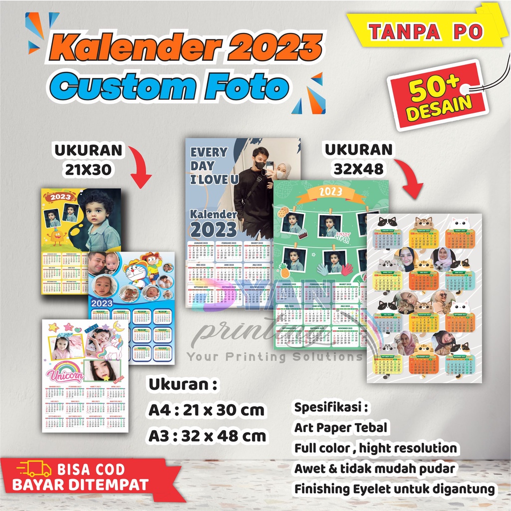 KALENDER 2023 CUSTOM FOTO,TANPA PO BISA COD/BAYAR DITEMPAT