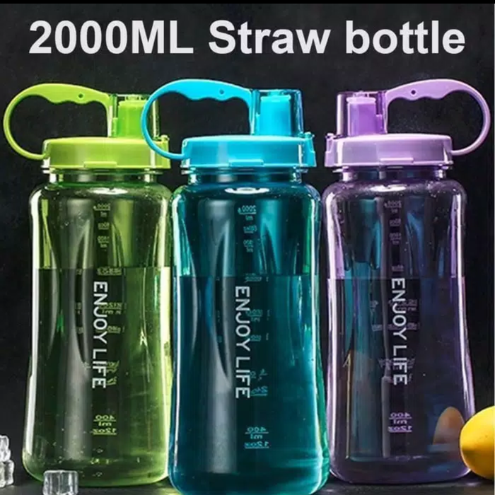 A09 Botol Minum Enjoy Life 2 Liter - Straw Water Bottle 2000 M - Pink
