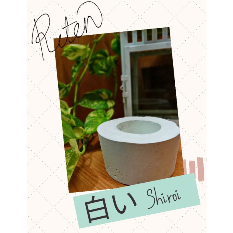POT SEMEN MURAH, POT KAKTUS SUKULEN, CEMENT POT,CONCRETE PLANER UKURAN SEDANG (Shiroi)