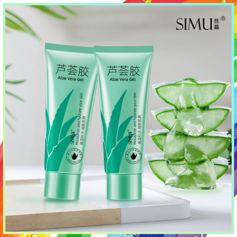 Aloe Vera Gel SIMU Original Moisture Soothing Hydrate Your Skin Pelembab Perlindungan Kulit Kering 40g