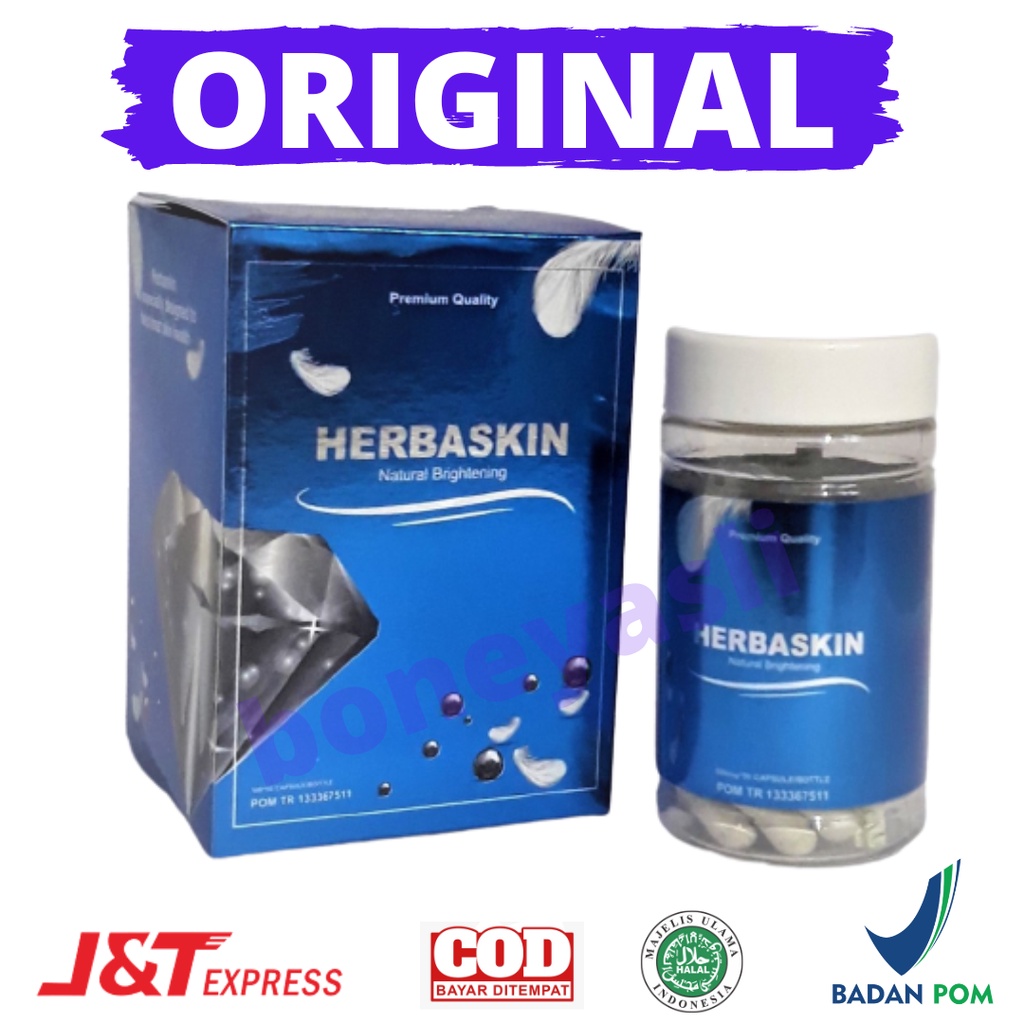 Herbaskin Original Suplemen Pemutih Badan Mencerahkan Wajah Herbaskin Natural Brightening Bpom 100% 
