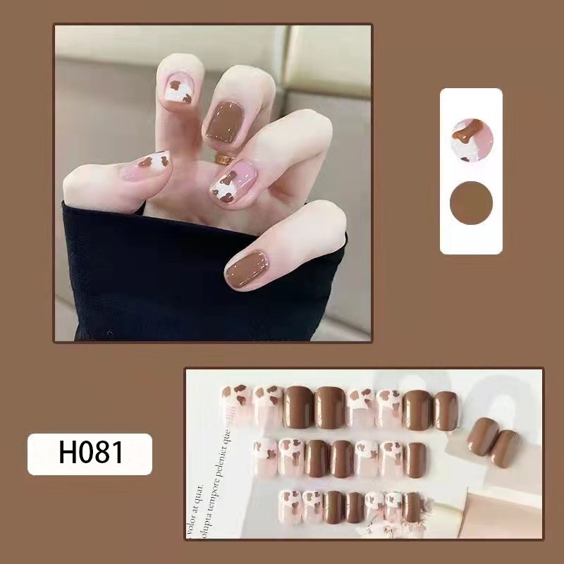 3D Kuku Palsu 24pcs/(FREE LEM)Set DIY Instant Nail Art Fake Nails Bridal Wedding Akrilik/24 pcs Kuku Palsu 3D / Stiker Kuku Palsu / Kuku Palsu Premium With Box/ Pemoles Kuku-H081